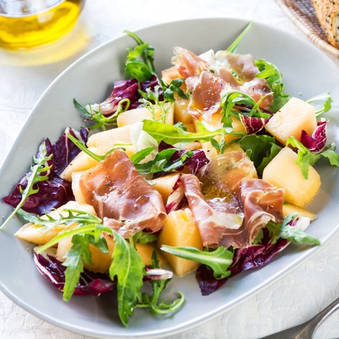 Cantaloupe & Prosciutto Salad with Feta